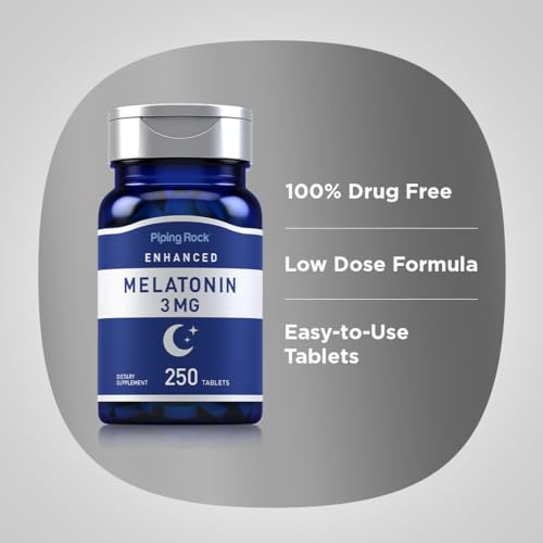 Image of Piping Rock Melatonin 3mg | 250 Tablets | Adult Support Supplement | For Men and Women | Vegetarian, Non-GMO, Gluten Free