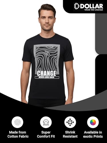 Image of Dollar Club Men's Cotton Round Neck Printed T-Shirt Black