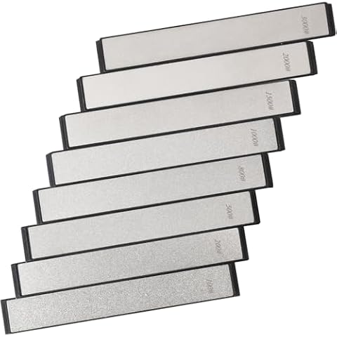 RUIXIN PRO 8 Pcs Diamond Knife Sharpening Stones for RUIXIN PRO RX-008 RX-009 Knife Sharpener Fixed-Angle Kit, Professional Whetstone Set With Base: 100/200/500/800/1000/1500/2000/3000 Grit Cover