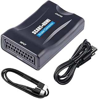 Scart to HDMI Converter with HDMI Cable,KUYiA SCART In HDMI Out Adaptor,Full HD 720P/1080P Switch Video Audio Upscale Converter for HDTV Monitor Projector STB VHS Xbox PS3 Sky Blu-ray DVD Player