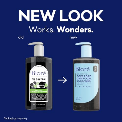 Image of Biore Deep Pore Charcoal Face Wash For Oily Skin, 6.77 fl oz, 3pk | Daily Facial Cleanser, Removes Dirt & Makeup, Charcoal Formula, Deep Pore Cleansing