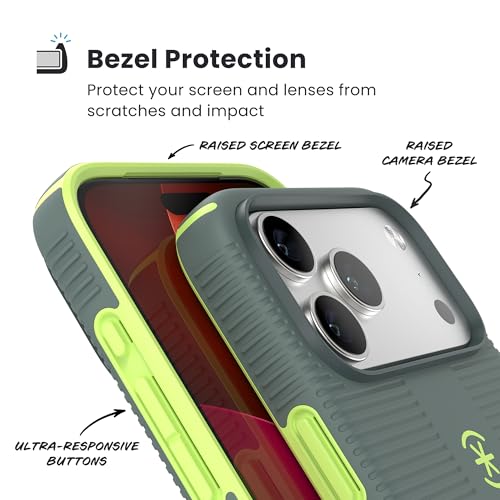 Image of Speck CANDYSHELL Grip +MS Case for iPhone 17 Pro Max - NEO DRAB /Glow Green | Slim Protective Grip | Drop Protection | MagSafe Compatible