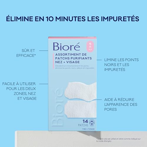 Patchs Purifiants Biore Points Noirs - Soin Pores Obstrués Zone T Nez Visage 14 Patchs