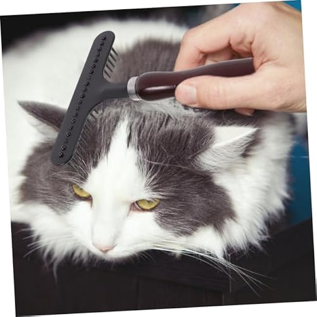 Toyvian Wooden Handle Pet Comb Dog Cat Slicker Brush Stainless Steel Dematting Comb for Long Hair Grooming Supplies-6VyjKFS1