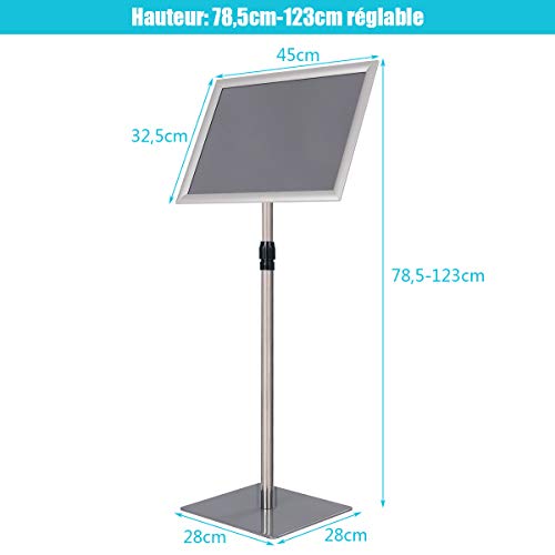 Porte-affiche A3 rotation à 360° et panneau d'affichage réglable - 7
