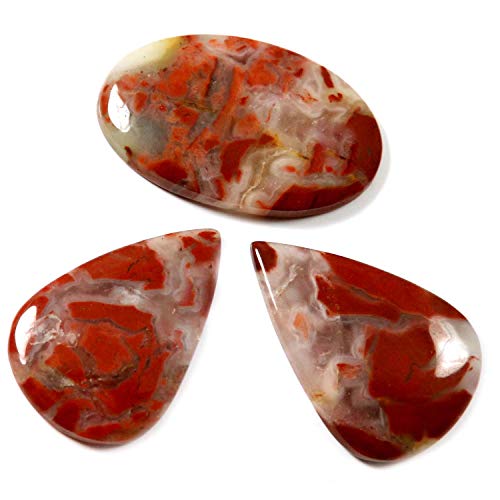 Autenticità: gemma naturale INDIA MADE Diaspro rosso brecciato pietra preziosa naturale 3 pc lotto 73.7ct Lbh31-B081VJ1PGS