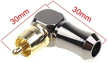 Hi End RCA Male Plug Adapter 2-Pack Brass Right Angle Gold Plated Audio Phono Solder Connector 90 Degree with Solid Construction - Image 2