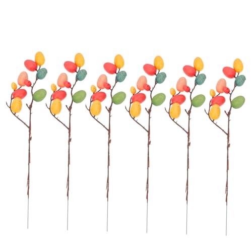 ULTECHNOVO 6 adornos con huevos de Pascua artificiales realistas para fiesta de primavera adornos coloridos para mesa