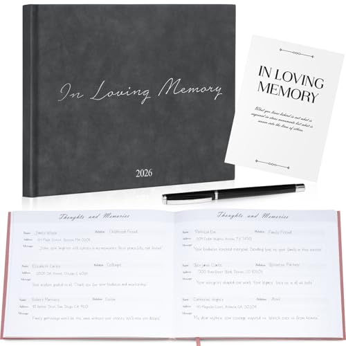 Image of Funeral Guest Book - Celebration of Life Guest Book with Rollerball Pen for Memorial Service - Funeral Memory Sign in Books for Over 300+ Guests - Funeral Decorations with In Loving Memory Table Sign