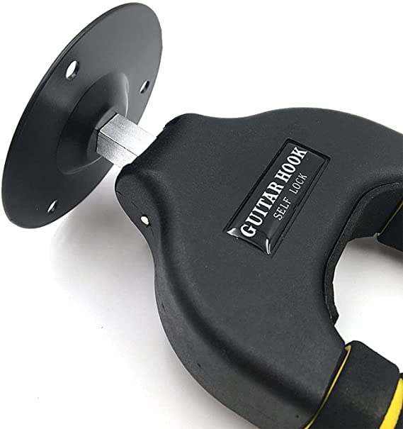 MUSTANG Guitar Hanger For Wall Black 1 Pack, Guitar Wall Mount, Guitar Holder Stands, Auto Lock Guitar Holder Stands For Wall For Classical Guitar, Electric Acoustic Bass Guitar 2