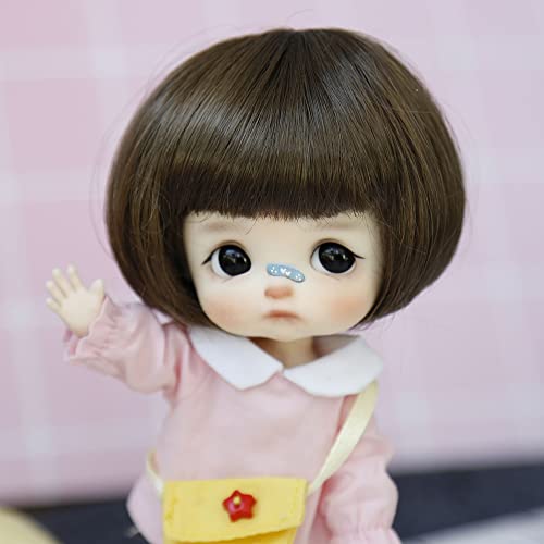 Cheveux courts pour poupée Ob11 perruque souple ajustée marron 1/12