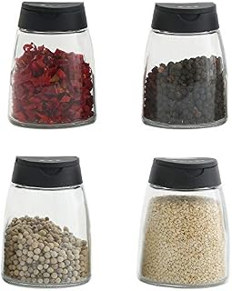 4Pcs Double Lids Seasoning Shakers Glass Bottles Spice Shakers Sifter Barbecue Spice Jars