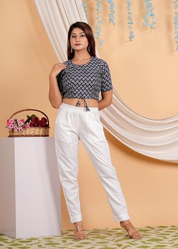 Image of Yash Gallery Women's Cotton Zig-Zag Printed Regular Regular Fit Short Sleeve Blouse