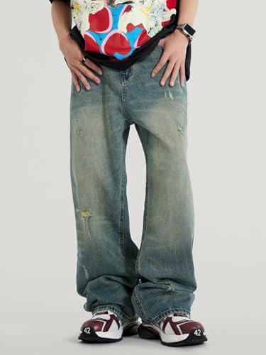 Pants Trousers Denim Cool Jeans Men's Retro Street Hip Hop Style Loose Straight Wide Leg Versatile2