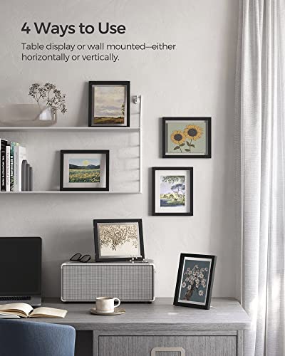 Songmics, 5 X 7, Set Of 3 Floating Photo Frames For 4 X 6, 6 X 8 Inch Pictures, Double Glass, For Tabletop Display Or Wall Hanging, Black #TOP1