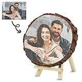 witfox Personalized Picture Frame Album Custom Photo Printing on Wood Slices Customized Photograph On Wood Artwork Crafts Desktop Decoration with Stand 14-16cm