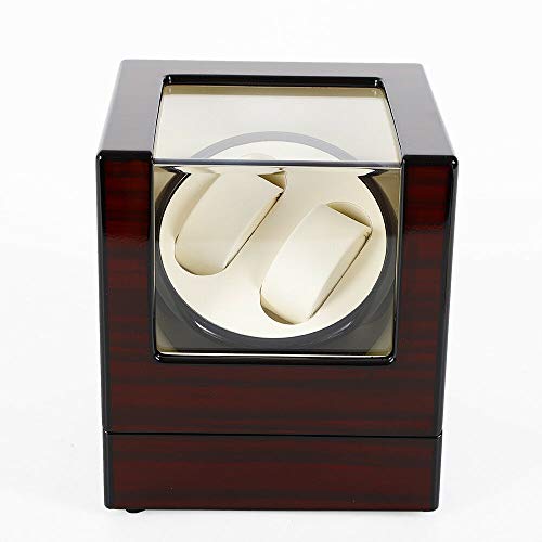 Caja giratoria para relojes automáticos, 18 x 18 x 21 cm, para 2 relojes, caja de madera para regalo, caja de reloj, adaptador de caja de reloj