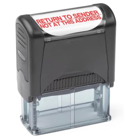 Self Inking Rubber Stamp, Refillable Red Ink Preinstalled - 1.4" x 0.51" X ( 35 x 8mm) (Return to Sender NOT at This Address) Cover