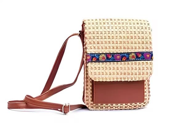 Jute Ethnic Side Sling Bag/Crossbody Bag for Girls and Women with front mobile pocket/Flip Flop closure with Adjustable shoulder Strap Bag (B0D7N5THYG) Amazon Price History, Amazon Price Tracker