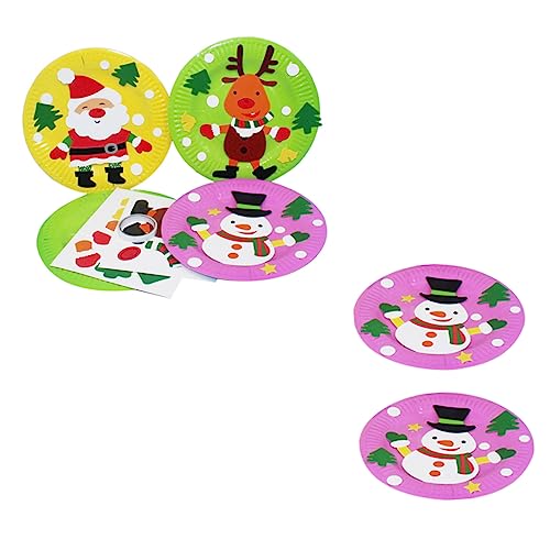 Vaguelly 6pcs Paper Plate Decal Material Pack DIY Christmas Craft Kit for Boys and Girls Handmade Stickers Tray Sticker Random Style