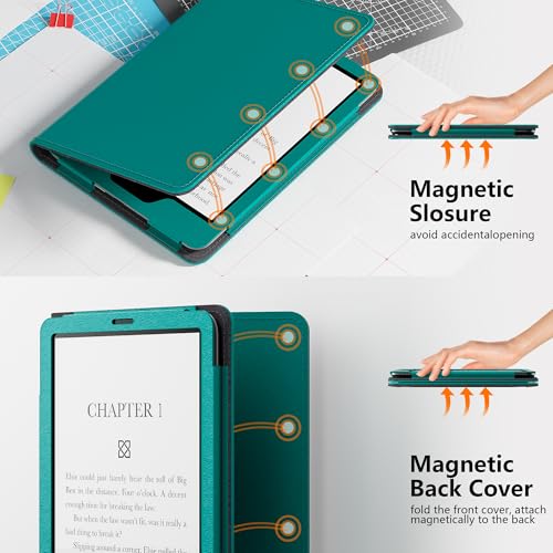 Lainergie Kindle Case 6 Inch for New 6\" Kindle (11th Generation, 2024/2022 Release), Slim PU Leather Smart Shell Cover for Kindle Basic with Stand, Hand Strap, Auto-Wake/Sleep, Jade - Thumbnail 6