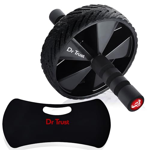 Dr Trust USA Ab Wheel Roller with Knee Mat for Men & Women Abs & Muscles Building, Core Workout, Professional Exercise Equipment for Full Body Toning with Strengthen Training -311 (Black).