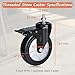 5” Threaded Stem Caster Metric M10-1.5 x 25mm(Bolt Diameter 10mm, Length:25mm, Thread Pitch 1.5 mm) 1500lbs Heavy Duty Swivel Caster Wheels Set of 4 castors for All Floor
