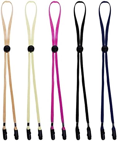 Sucrain 5 Pieces Adjustable Hat Strap Clips Hat Chin Cord with Storage Box for Golfing, Fishing Black