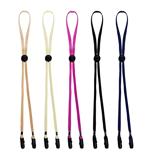Sucrain 5 Pieces Adjustable Hat Strap Clips Hat Chin Cord with Storage Box for Golfing Fishing Black