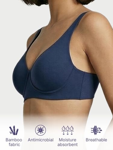 Image of Enamor Bamboo Cotton IO05, Plunge, Everyday Women's T-Shirt Bra - 3X Softer, 4X More Absorbent & Antimicrobial, Padded, Wirefree, High Coverage