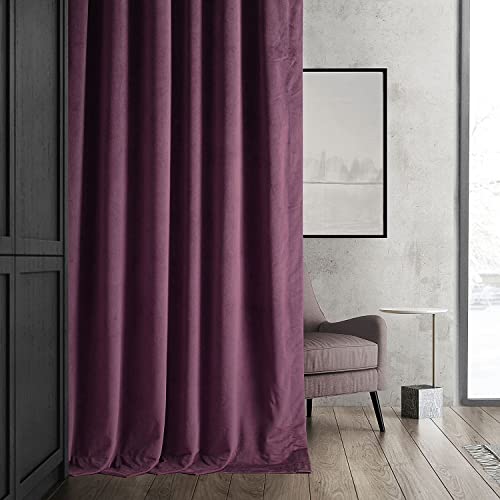 HPD Half Price Drapes Signature Velvet Thermal Blackout Curtains for Living Room 108 Inch Long (1 Panel) Rod Pocket Insulated Blackout Curtains for Bedroom Window Curtains, 50W x 108L, Cabernet
