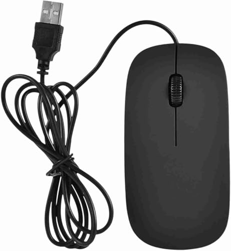 Silm Wired Mouse, USB 3.0 Wire Optical Computer Mice, High-precision, Silent Click Ergonomic, 3 button 1600 DPI Tracking Corded Plug In Mice, Compatible For Tablets Laptop PC Home Office (Black)