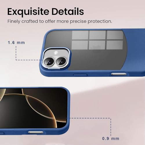 Image of KARWAN️Fusion Edge Leather Transparent Mobile Back Case | Slim Fit | Anti-Fingerprint| Scratch-Resistant | Premium Grip | Shockproof case | Back Cover for iPhone 16 || Blue