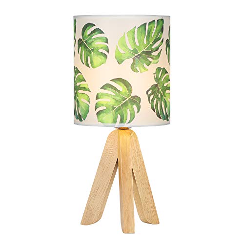 Haitral Small Table Lamp - Tripod Nightstand Lamp, Modern Bedside Desk Lamp For Kids Room, Girls Room, Bedroom, Dorm Room, Office With Wooden Base Fabric Lamp Shade #TOP6