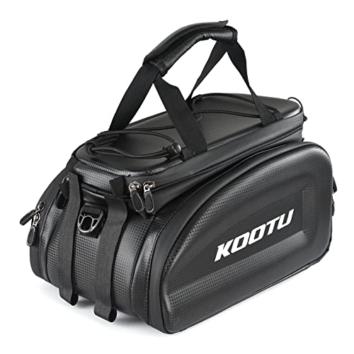 Kootu Bike Rack Bag,Waterproof Bicycle Trunk Bag With Hand Strap,Carbon Leather Extendable Bike Rear Rack Bag Bike Panniers For Cycling Commuting Camping Outdoor Traveling. #TOP6