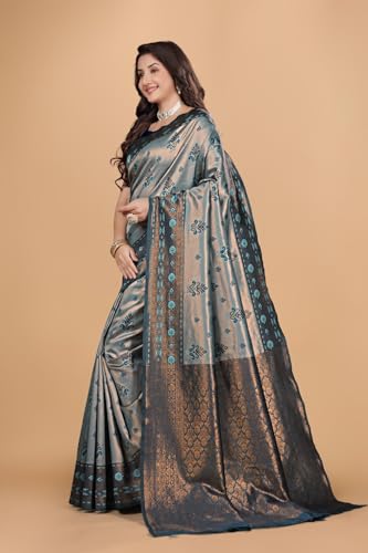 Image of Traditional Banarasi Silk 5.50 Meter Saree With 0.8 Meter Unstitched Blouse Piece For Wedding, Family Function, Festival And Special Occasion
