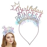 charmburst coroncina di compleanno colorata per bambine fascia scintillante con sfumature e frange sottili per compleanni di bambini, feste o come regalo festivo
