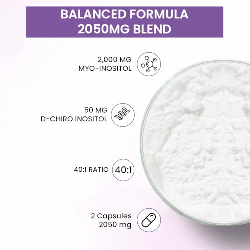 Image of PCOS Supplement For Women | Myo & D-Chiro Inositol - 40:1 Ideal Ratio | High Purity Pharma Grade Ingredients | 2000 Mg Myo-Inositol & 50 Mg D-Chiro-Inositol | For Hormonal Balance, Ovarian Health & Healthy Regular Menstruation | 60 Veg Capsules - 1 Month Supply