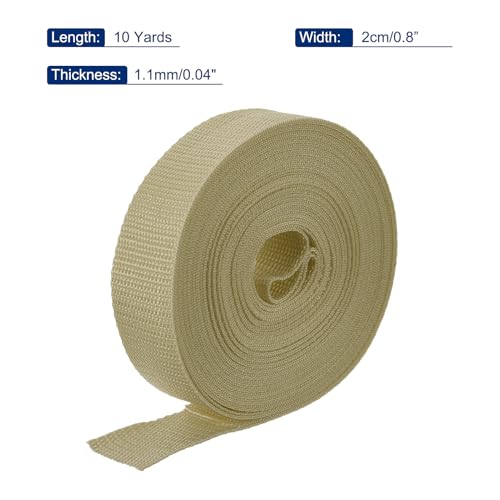 Image of MECCANIXITY Lightweight Polypropylene Webbing Strap 0.8 inch 10 Yard Backpack Strapping Band Light Khaki for Outdoor Luggage Cargo Straps