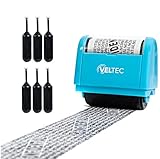 Veltec ID Protector Ink Roller - Identity Theft Protection Roller Stamp Set (Blue, Stamp+6 Refills)