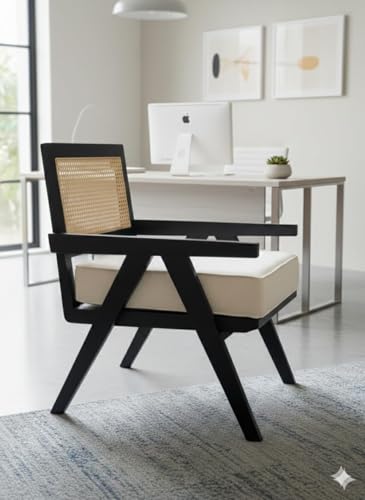 Image of WELL KNOWN Wooden Folding Chair | Portable Foldable Armchair for Balcony, Patio, Living & Drawing Room | Sheesham Wood, Honey Finish (Walnut - Rattan)