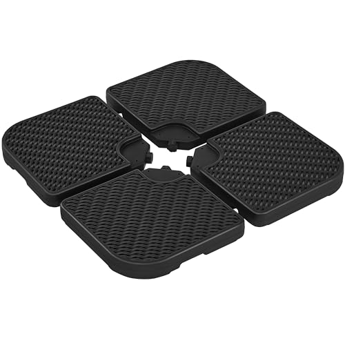 Yaheetech 4 Piezas Base para Sombrilla Rellenable Cuadrado 80kg de Arena/60L Agua Total con Diseño Trenzado Soporte de Parasol para Llenar Desmontable 50x50x7,5cm para Jardín Patio etc