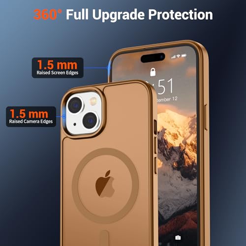 Image of SUPFINE Magnetic for iPhone 15 Case (Compatible with MagSafe) (Military Grade Drop Protection) Translucent Matte Shockproof with Anti-Fingerprint Phone Case,Brown