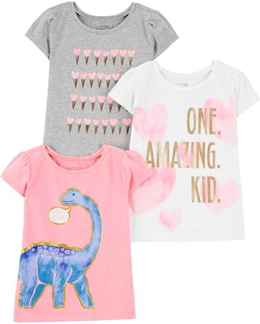 Simple Joys by Carter's Toddler Girls' Solid Short-Sleeve Tee Shirts, Pack of 3