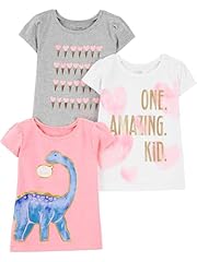 Grey Hearts/Pink Dinosaur/White Text Print