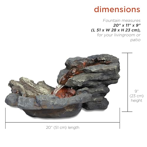 Alpine-Corporation-20-Long-IndoorOutdoor-River-Rock-Waterfall-Tabletop-Fountain-with-LED-Lights Alpine Corporation 20 Long IndoorOutdoor River Rock Waterfall Tabletop Fountain with LED Lights