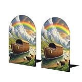 Sujetalibros Decorativos con Forma del Arca de Noé, Base metálica Antideslizante, Accesorios Modernos para estanterías (1 par).