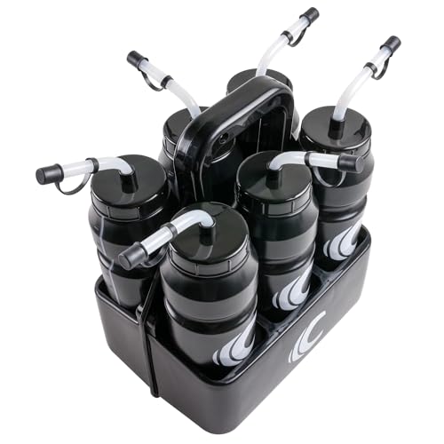 Cannon Sports 1 Liter Sports Water Bottle, BPA-Free, 34 Oz Capacity, Large Mouth, 2 lids (Straw and Squeeze) with Carrier, Great For Helmet Sports Such As Hockey, Lacrosse, Football, Boxing (Black) - Thumbnail 4
