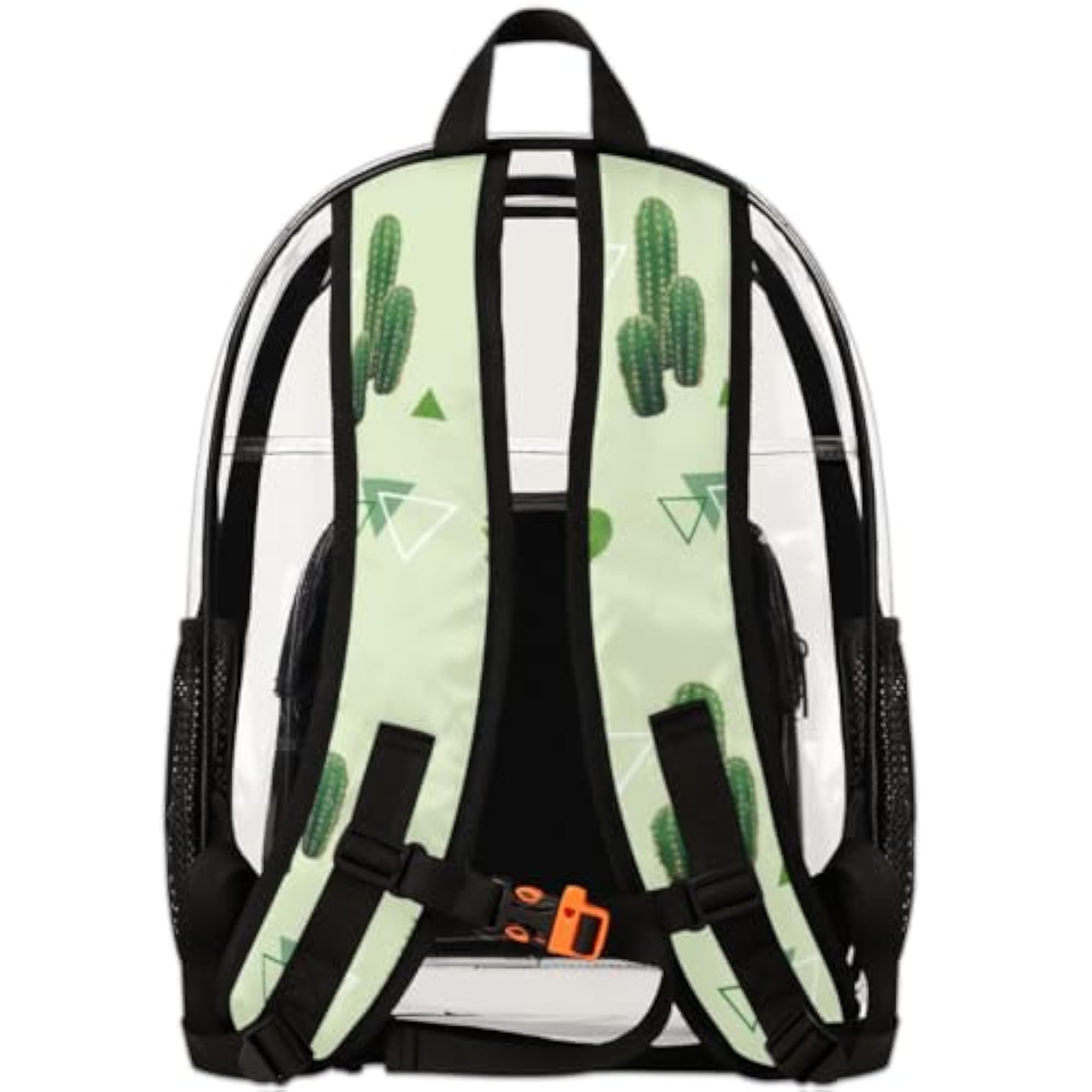 Geometric Cactus Clear Backpack with Laptop Compartment
