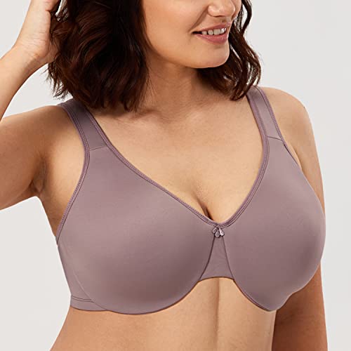 Calvena Women's Minimizer Bra Full Coverage Plus Size Smooth Underwire Seamless Bra Mochaccino 40C #TOP1